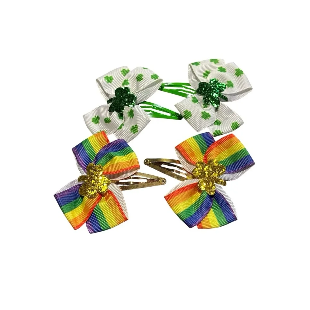 NEW hair‎ accessories set of 4 st patricks day clips bows